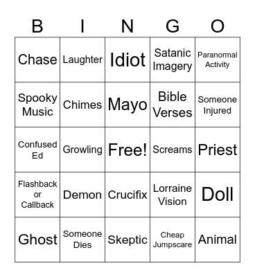Conjuring Bingo Card
