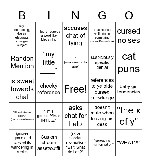 Caspurr stream bingo Card