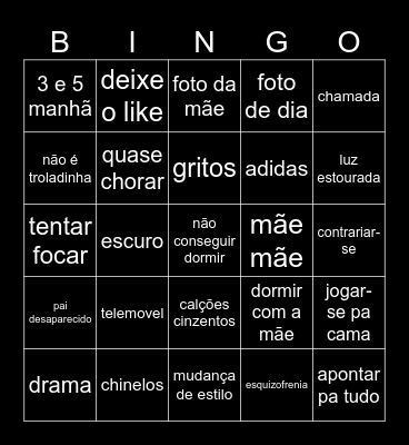 3 am Bingo Card