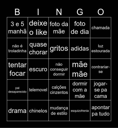 3 am Bingo Card