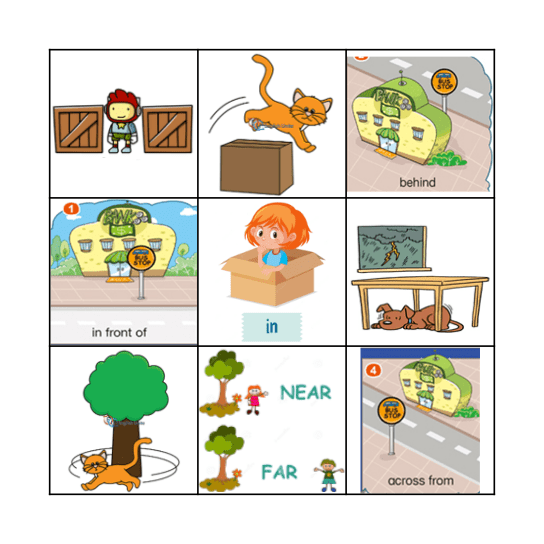 Prepositions of place Bingo Card