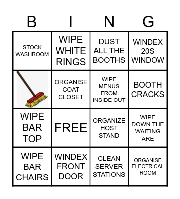 Cleaning Bingo Card