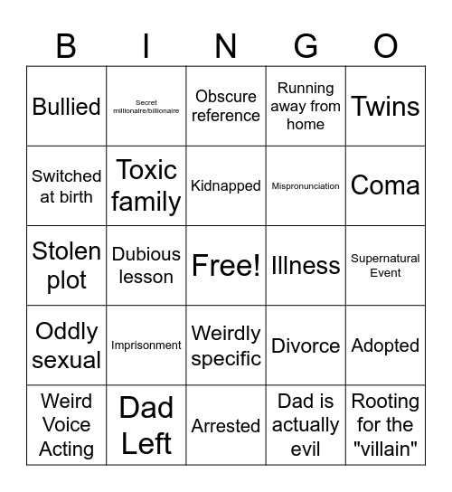 My Story Animated Bingo Card