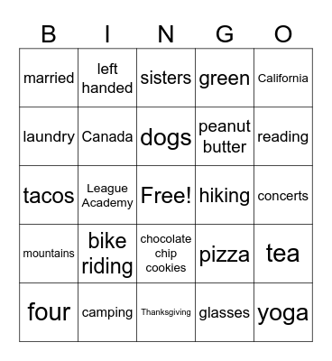 Getting to Know Mrs. R. Bingo Card