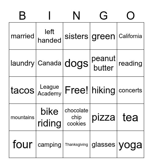 Getting to Know Mrs. R. Bingo Card