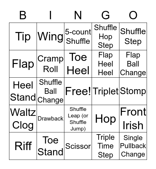 Tap Step Bingo Card