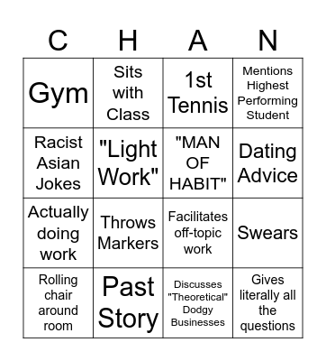 Mr Chan Bingo Card