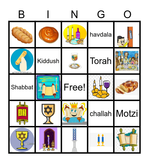 Shabbat Bingo Card