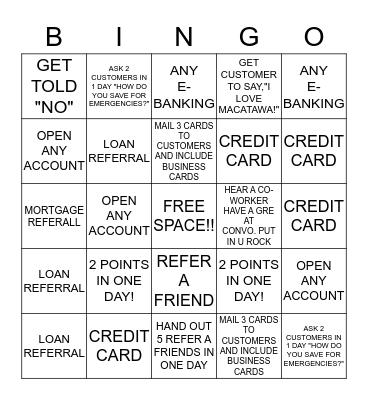 MAC BANK REFERRAL BINGO Card