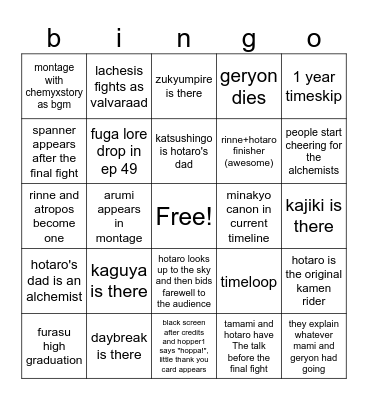 Yuquiitaz Gotcha ending bingo Card