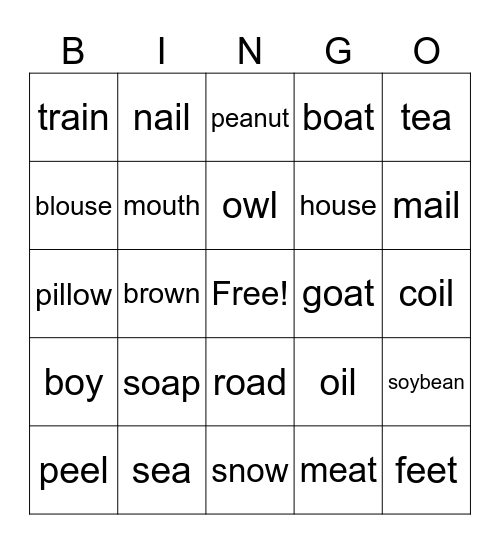 Smart Phonics 5 1-5 Bingo Card
