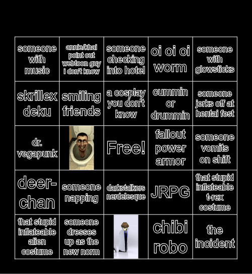 Cosplay Bingo Card