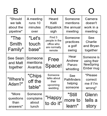 NEWSPRING BINGO Card