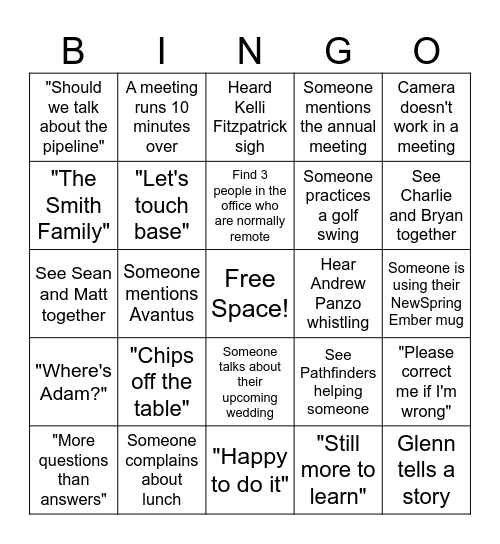 NEWSPRING BINGO Card
