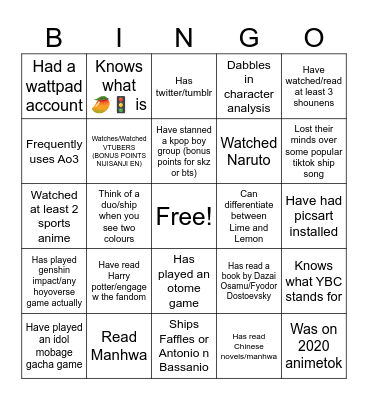 BINGO! Bingo Card
