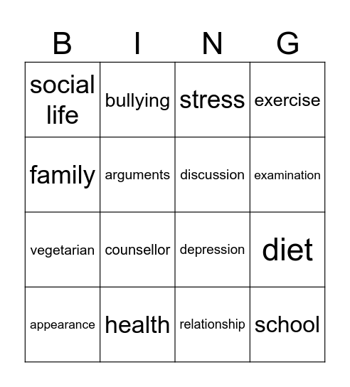 Take Care of Yourself Bingo Card