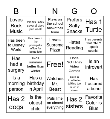 GET TO KNOW YOU... Find Someone WHO?? Bingo Card