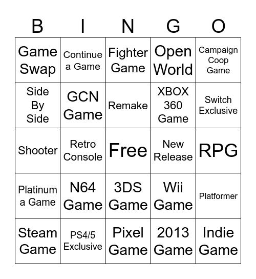 2024 Game Challenge Bingo Card