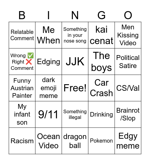 Insta ReelsBingo Card
