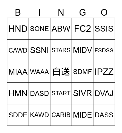 JAVA Bingo Card