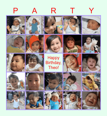 Mattheo Drew's 1st Birthday Bingo Card