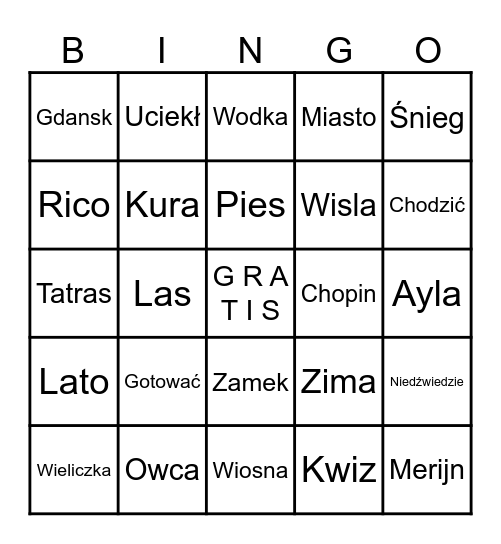 Polskie bingo Card