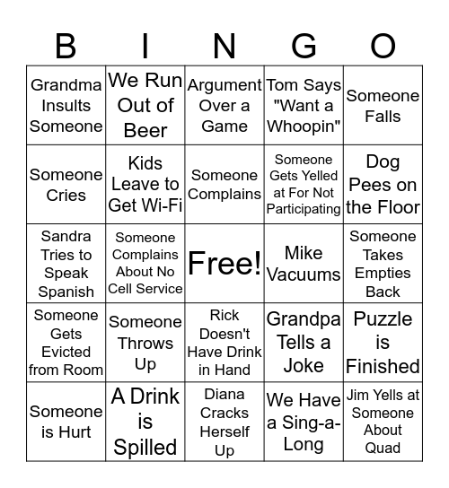 Lodge Bingo Card