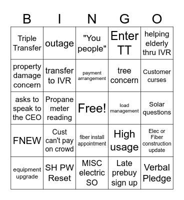 CSR BINGO Card