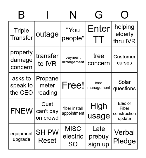 CSR BINGO Card