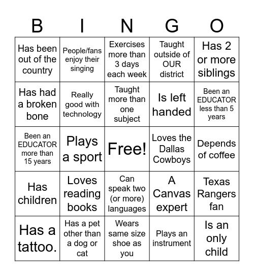 🐾DMS Staff August 5, 2024 Bingo Card