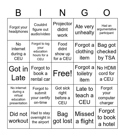 PTS EDUCATION STRESS BINGO Card