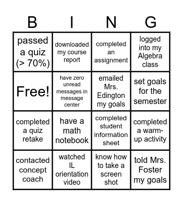 IntelliSync M*A*T*H (bingo minus the O) Bingo Card