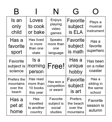 People Bingo Card