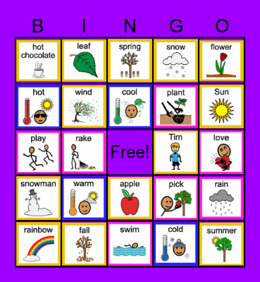 Tim Loves the Seasons Vocab (March ULS) Bingo Card