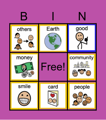 Give Giving a Try (Dec. ULS Vocab) Bingo Card