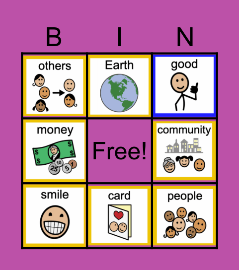 Give Giving a Try (Dec. ULS Vocab) Bingo Card