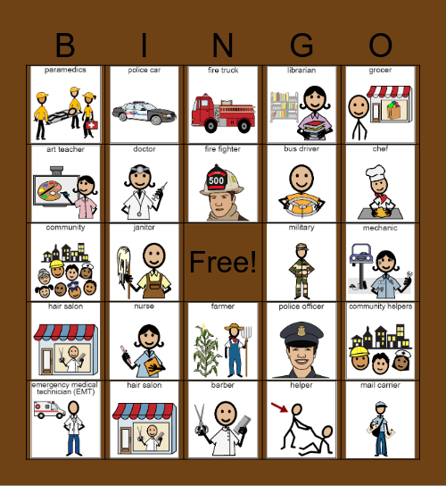 Community Helper Bingo Card