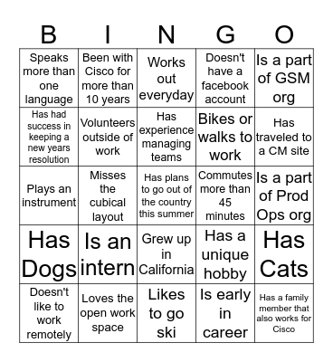 iWise fondue party BINGO Card