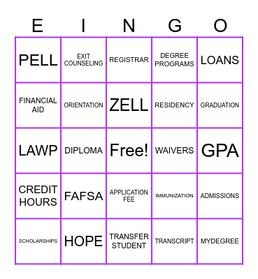EINGO! Bingo Card