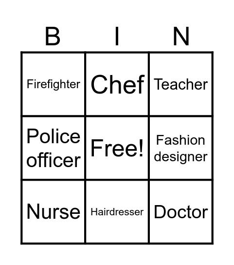 Jobs Bingo Card