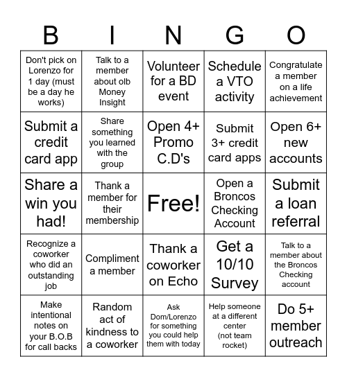 August Bingo Card