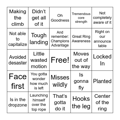 SummerSlam 2024 Bingo Card