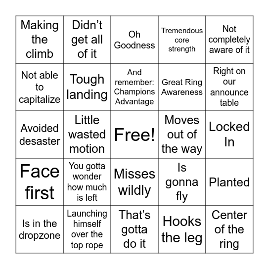 SummerSlam 2024 Bingo Card