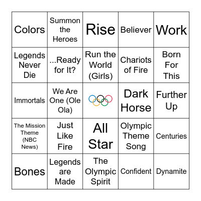 2024 Summer Olympics - Music Bingo Card