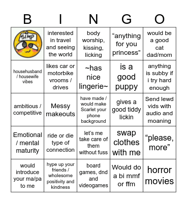 scarlets actual bingo Card