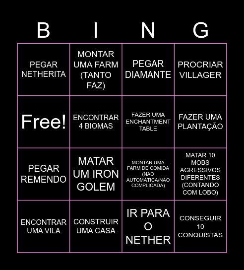 bingocraft - jabinhatron Bingo Card