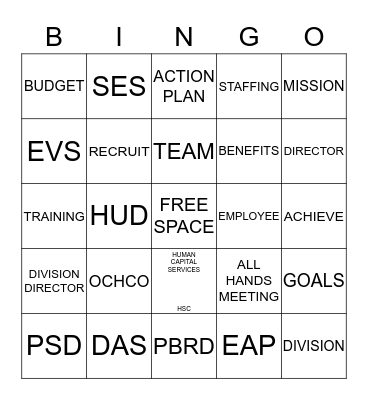 OCHCO BINGO Card