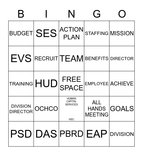 OCHCO BINGO Card