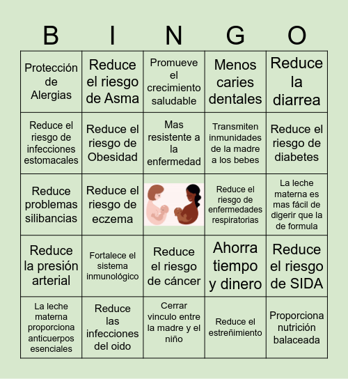 LACTANCIA MATERNA Bingo Card