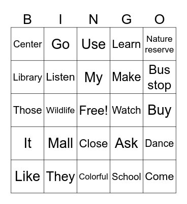 Let's travel the US! Bingo Card